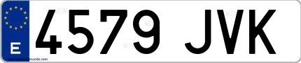 Ejemplo de matrícula española 4579 JVK