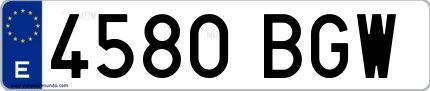 Ejemplo de matrícula española 4580 BGW