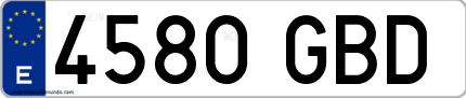 Ejemplo de matrícula de coche ordinaria 4580 GBD
