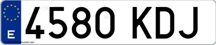 Ejemplo de matrícula española 4580 KDJ