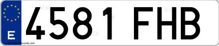 Ejemplo de matrícula española 4581 FHB