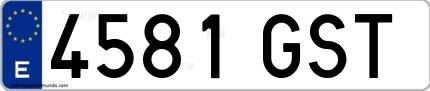 Ejemplo de matrícula española 4581 GST
