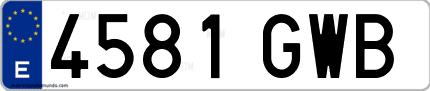 Ejemplo de matrícula de coche ordinaria 4581 GWB