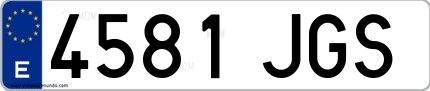 Ejemplo de matrícula de coche ordinaria 4581 JGS
