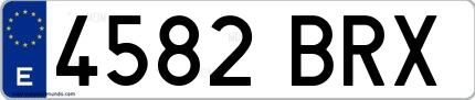 Ejemplo de matrícula española 4582 BRX