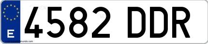 Ejemplo de matrícula española 4582 DDR