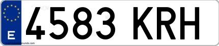Ejemplo de matrícula española 4583 KRH