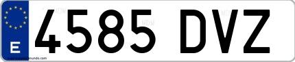 Ejemplo de matrícula española 4585 DVZ