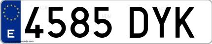 Ejemplo de matrícula española 4585 DYK
