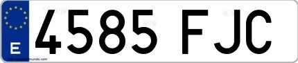 Ejemplo de matrícula española 4585 FJC