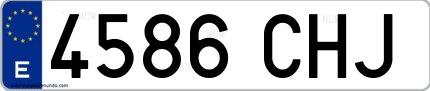 Ejemplo de matrícula española 4586 CHJ