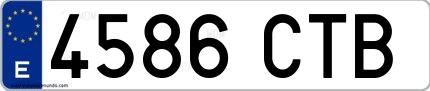 Ejemplo de matrícula española 4586 CTB