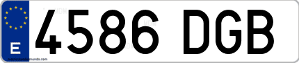 Ejemplo de matrícula de coche ordinaria 4586 DGB