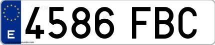 Ejemplo de matrícula española 4586 FBC