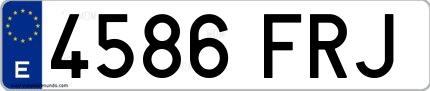 Ejemplo de matrícula española 4586 FRJ