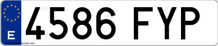 Ejemplo de matrícula española 4586 FYP
