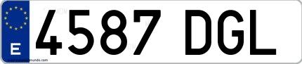 Ejemplo de matrícula española 4587 DGL