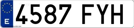Ejemplo de matrícula española 4587 FYH