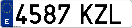 Ejemplo de matrícula de coche ordinaria 4587 KZL