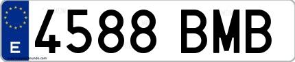 Ejemplo de matrícula española 4588 BMB