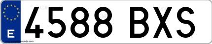 Ejemplo de matrícula española 4588 BXS