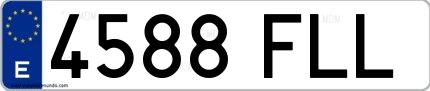 Ejemplo de matrícula española 4588 FLL