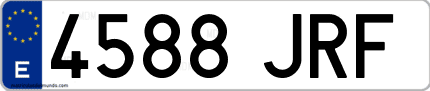 Ejemplo de matrícula de coche ordinaria 4588 JRF