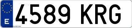 Ejemplo de matrícula española 4589 KRG