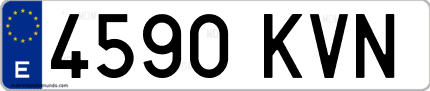 Ejemplo de matrícula de coche ordinaria 4590 KVN