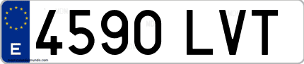 Ejemplo de matrícula de coche ordinaria 4590 LVT