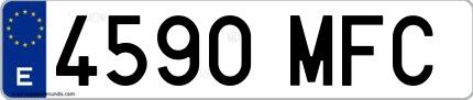Ejemplo de matrícula española 4590 MFC