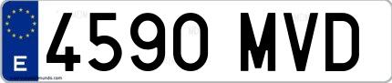 Ejemplo de matrícula española 4590 MVD