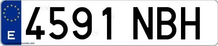 Ejemplo de matrícula española 4591 NBH