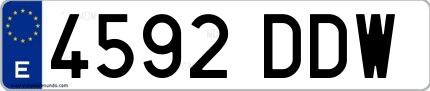 Ejemplo de matrícula española 4592 DDW