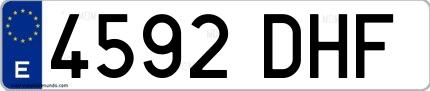 Ejemplo de matrícula española 4592 DHF