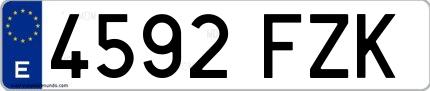 Ejemplo de matrícula española 4592 FZK