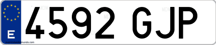 Ejemplo de matrícula de coche ordinaria 4592 GJP