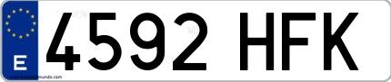 Ejemplo de matrícula española 4592 HFK