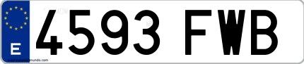Ejemplo de matrícula española 4593 FWB