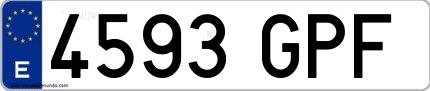 Ejemplo de matrícula española 4593 GPF