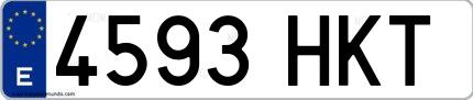 Ejemplo de matrícula española 4593 HKT