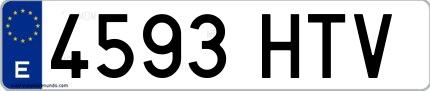 Ejemplo de matrícula española 4593 HTV