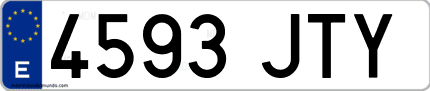 Ejemplo de matrícula de coche ordinaria 4593 JTY