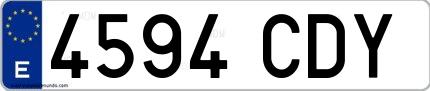Ejemplo de matrícula española 4594 CDY