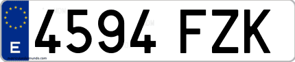Ejemplo de matrícula de coche ordinaria 4594 FZK