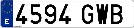 Ejemplo de matrícula española 4594 GWB