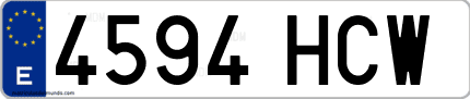 Ejemplo de matrícula de coche ordinaria 4594 HCW