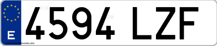 Ejemplo de matrícula de coche ordinaria 4594 LZF