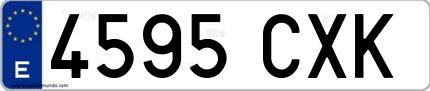Ejemplo de matrícula española 4595 CXK