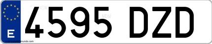 Ejemplo de matrícula española 4595 DZD